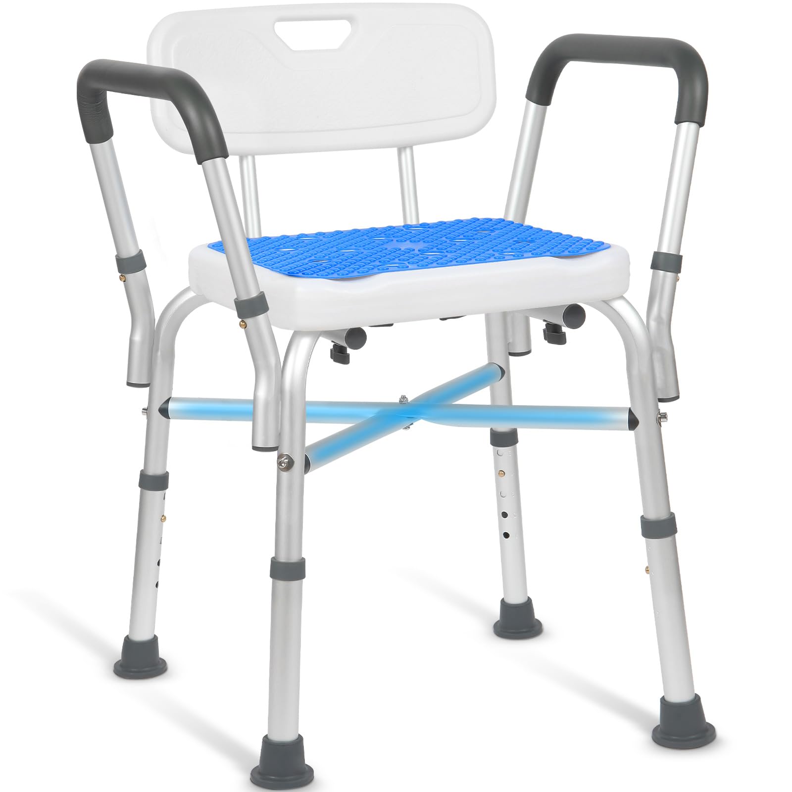 TABEKE Adjustable Shower Chair with Arms and Back